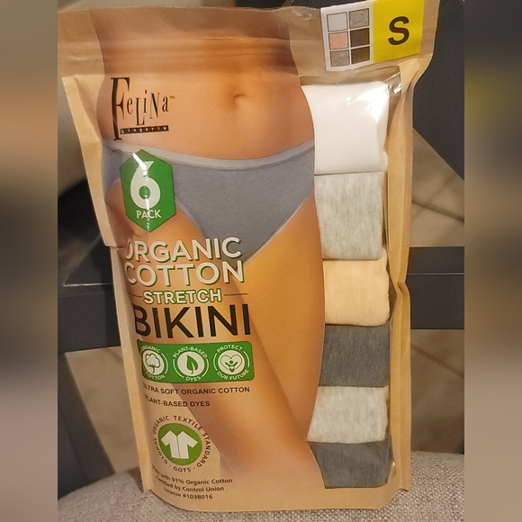 6Pack Felina Ladies Organic Cotton Stretch Underwear - Picture 7 of 8